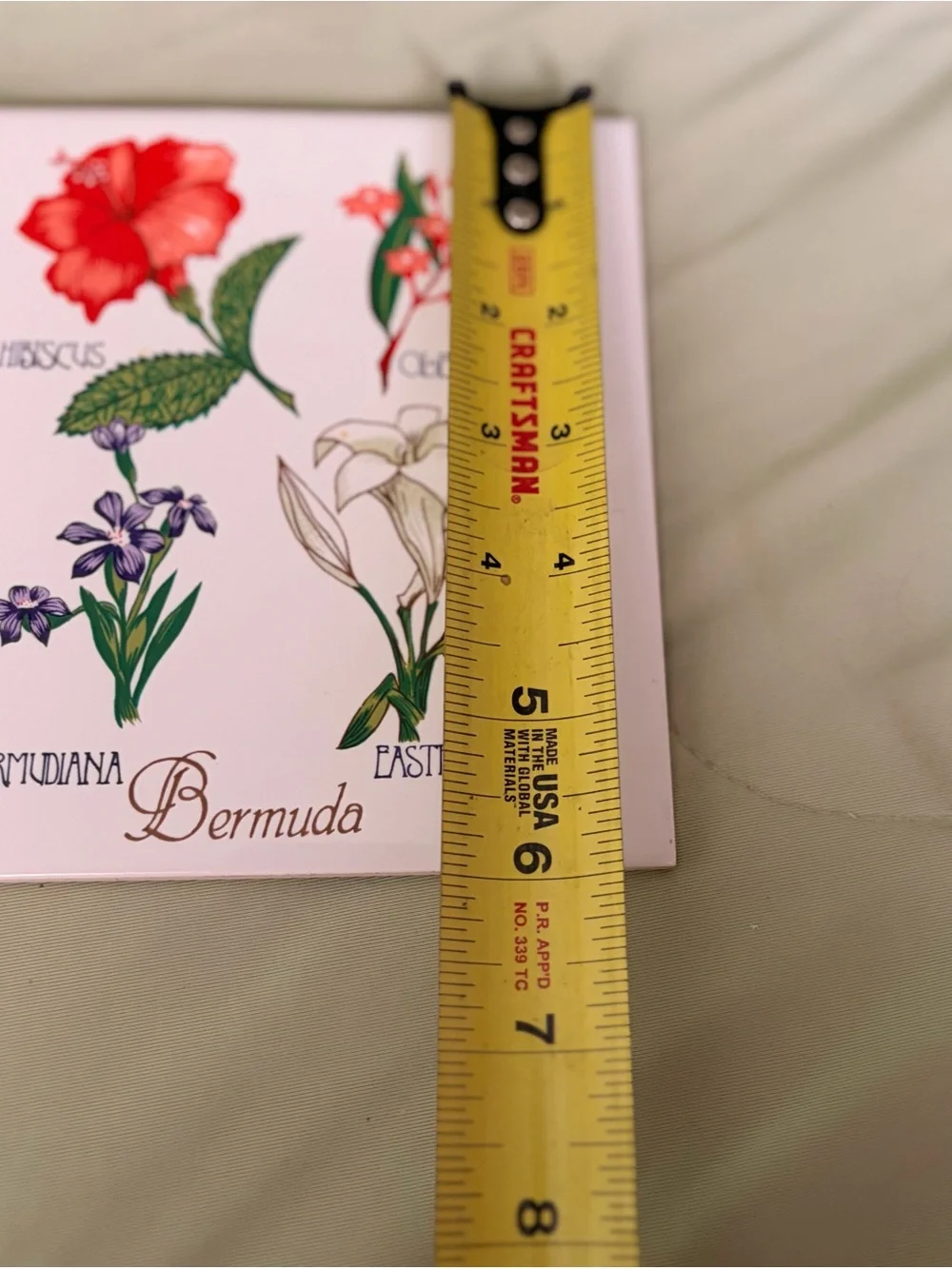 Botanical Floral Trivet Tile - Bermuda Flowers (White)